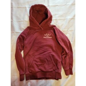 Deus Ex Machina Mens Logo Raglan Hoodie Maroon Burgundy Sweatshirt Size M